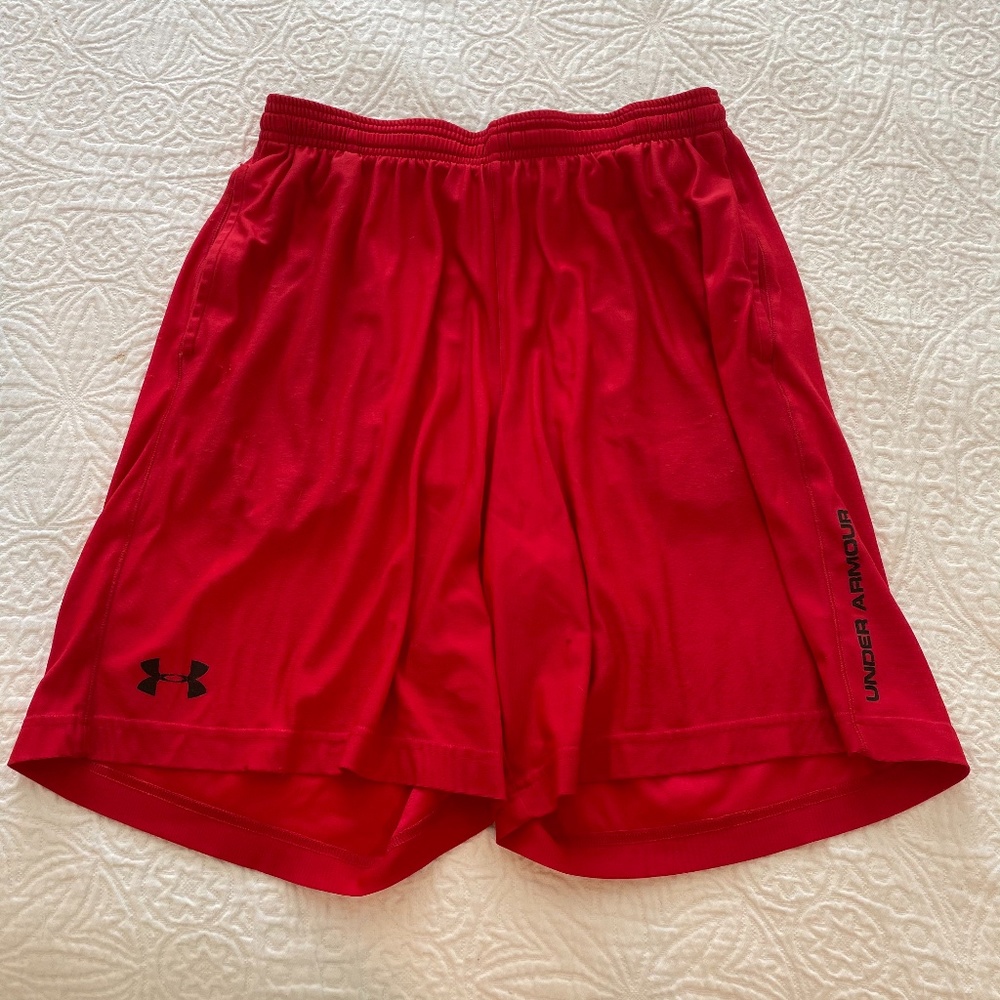 Bright Red Under Armor Athletic Shorts